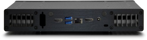 Rear view of the UltraNUC Pro 7 Fanless PC - Plato X7D, shown without Wi-Fi option